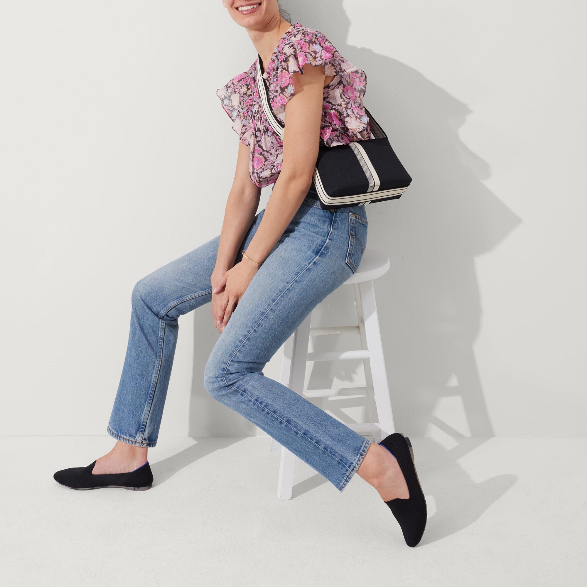 The Casual Crossbody Black and Ivory Stripe - Image 4