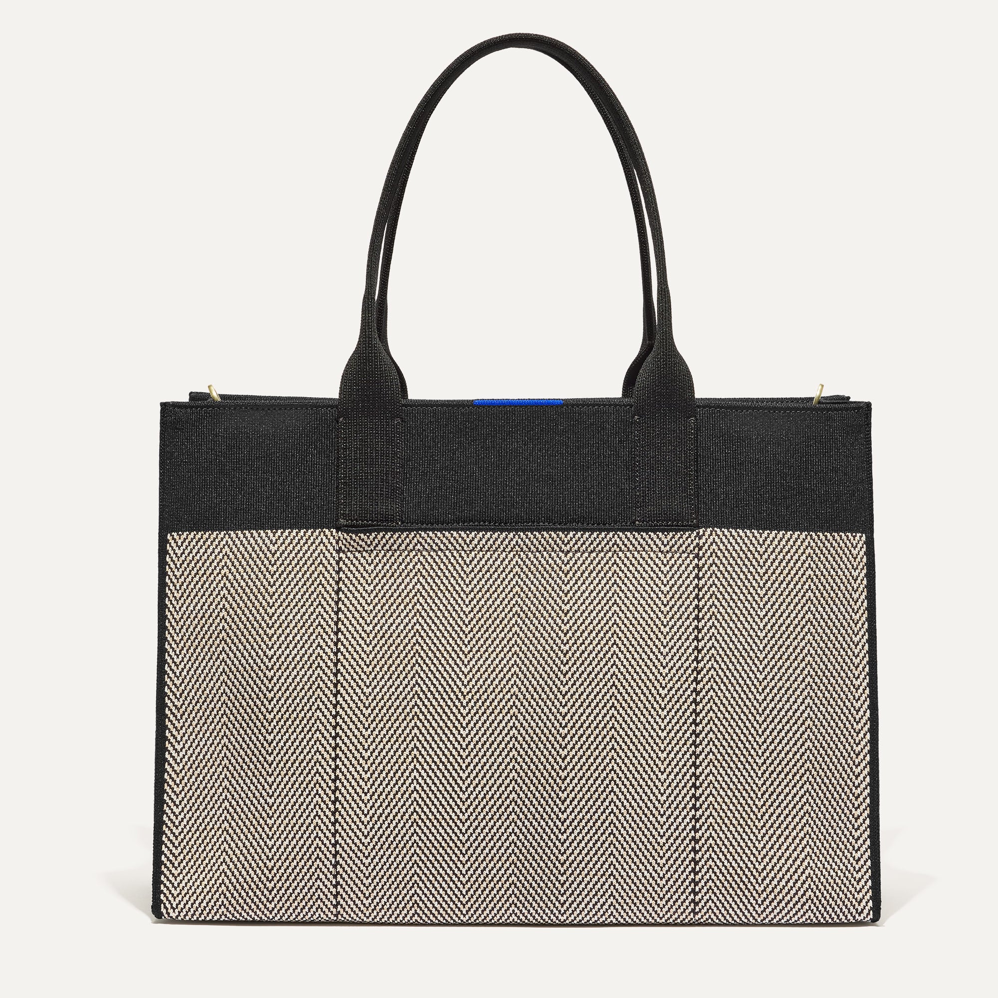 The Classic Tote   Black Herringbone
