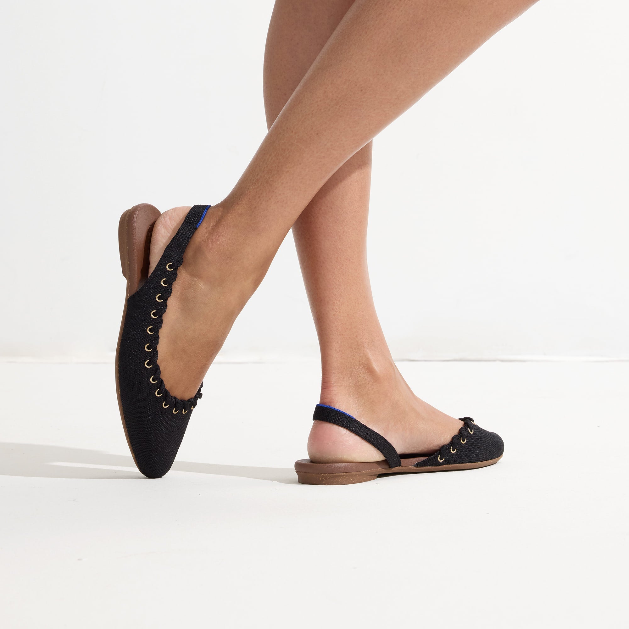 Alternative view of The Almond Slingback   Eyelet Black