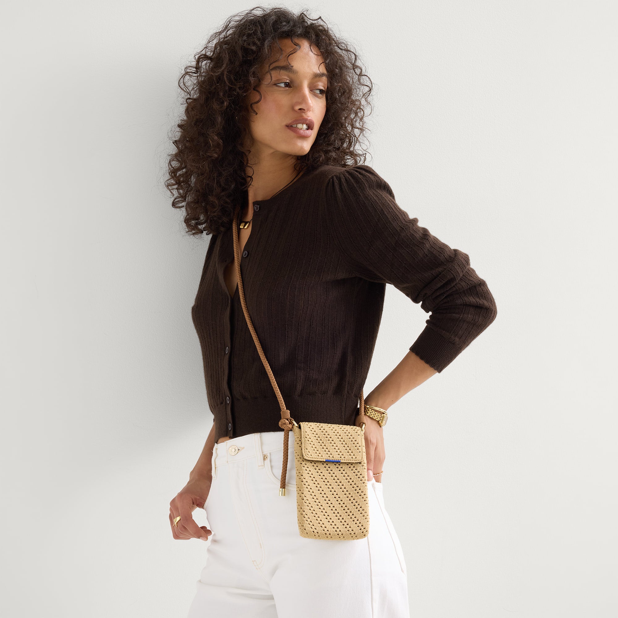The Phone Crossbody Brown Butter Crochet - Image 3