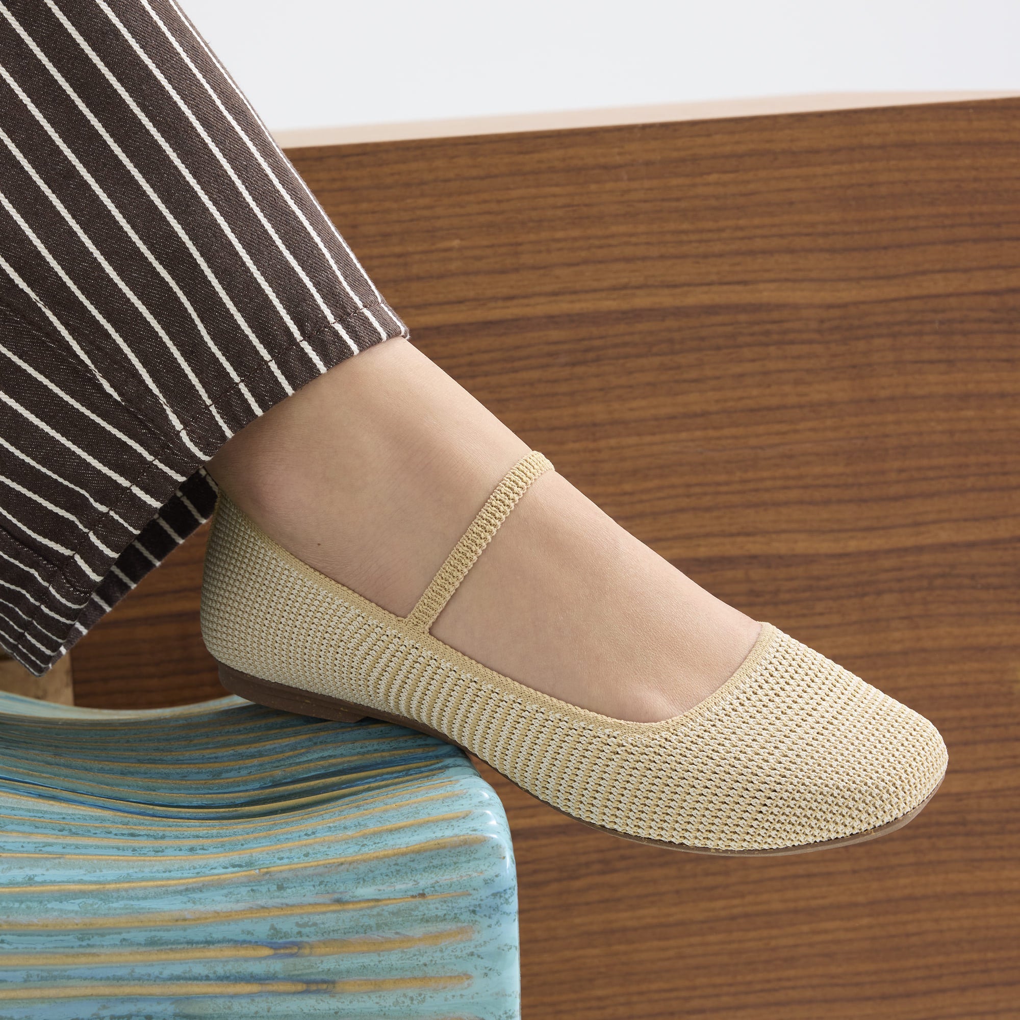 Alternative view of The Max Square Mary Jane   Cream Raffia Knit