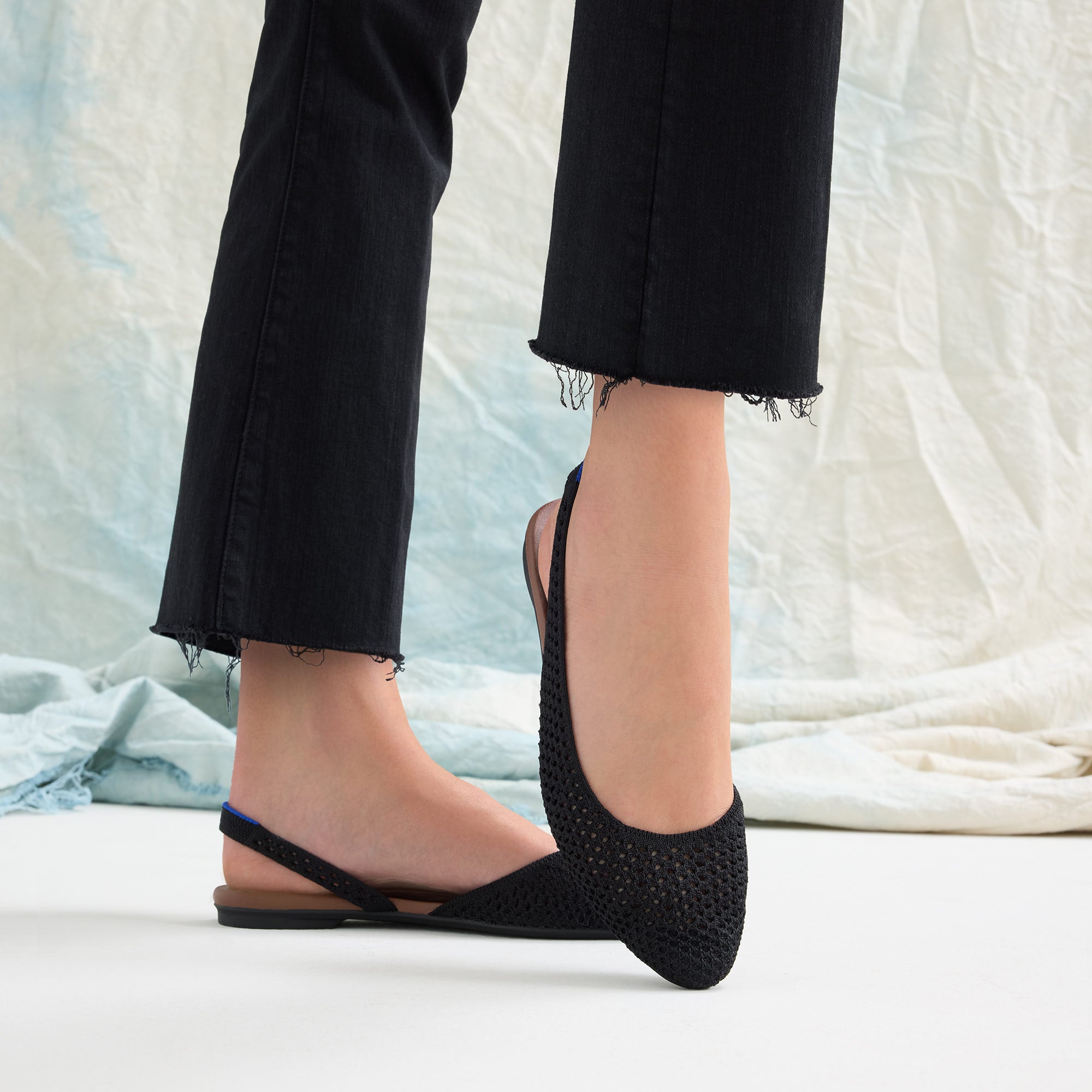 Alternative view of The Almond Slingback   Black Mesh