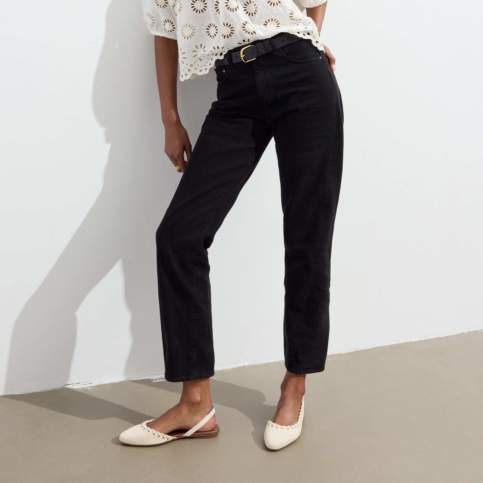 Alternative view of The Almond Slingback   Eyelet Ivory