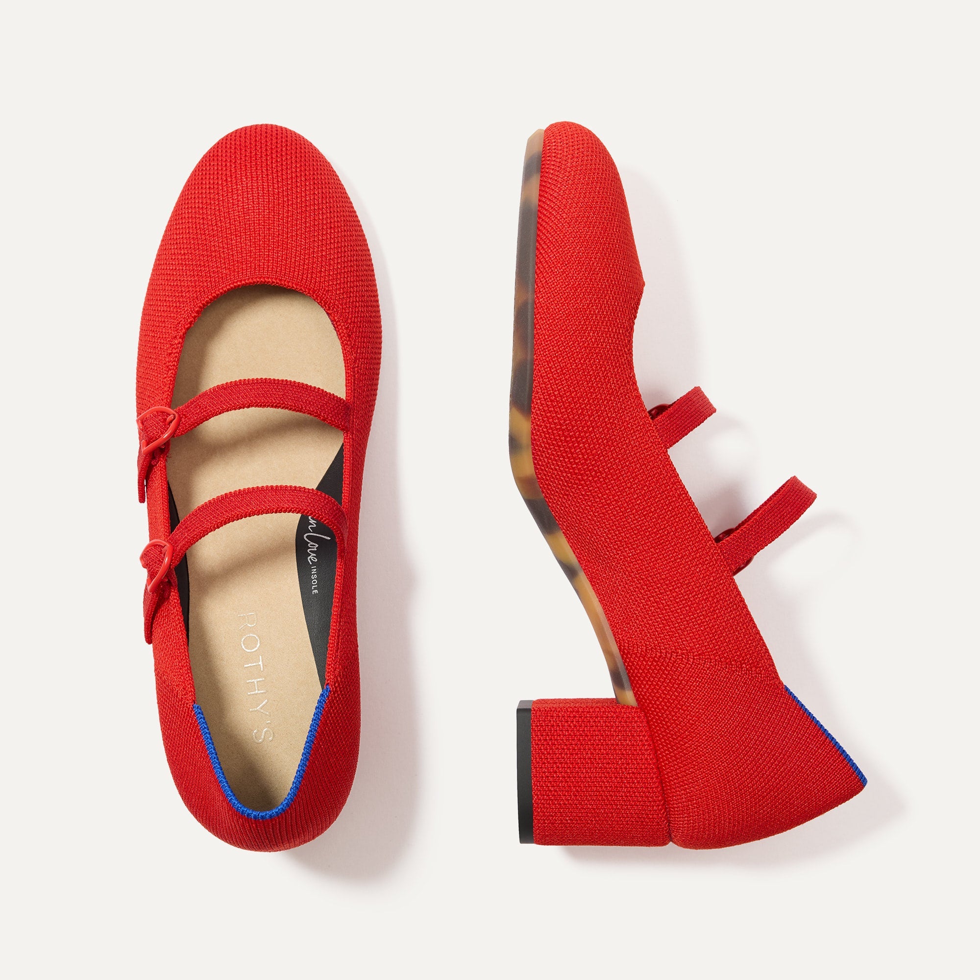 The Double Buckle Mary Jane Heel Bright Red