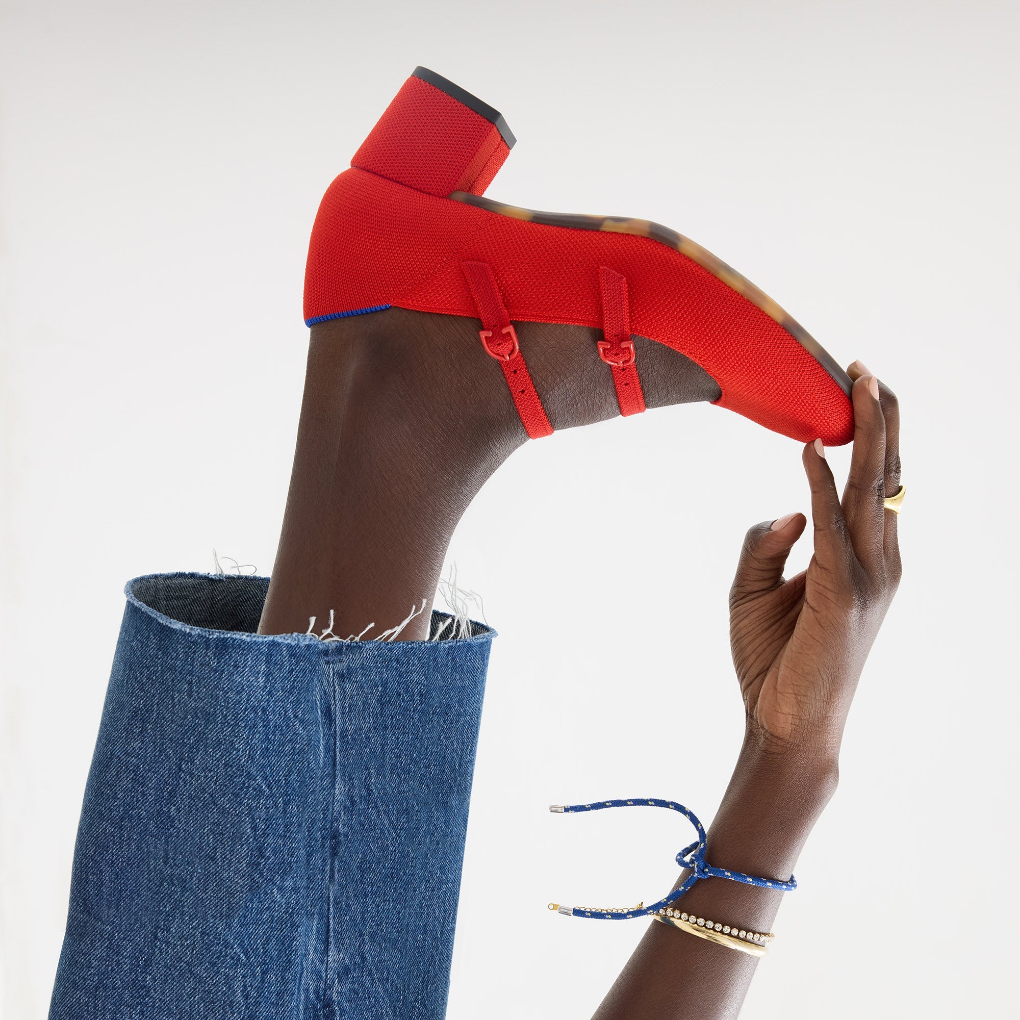 Alternative view of The Double Buckle Mary Jane Heel   Bright Red