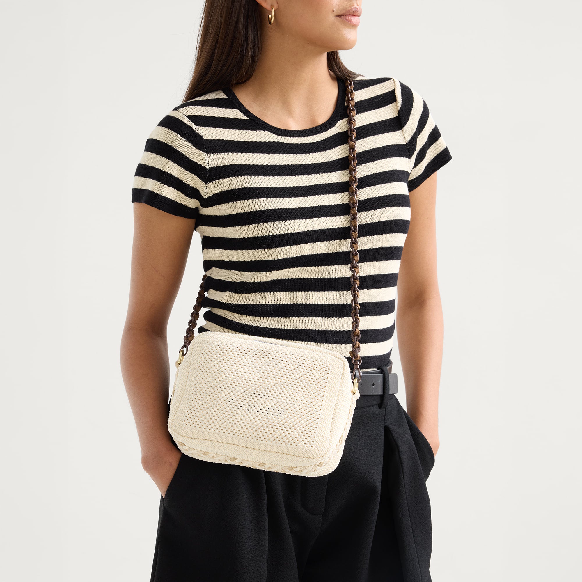 Alternative view of The Crossbody Strap   Espresso Chain Knit