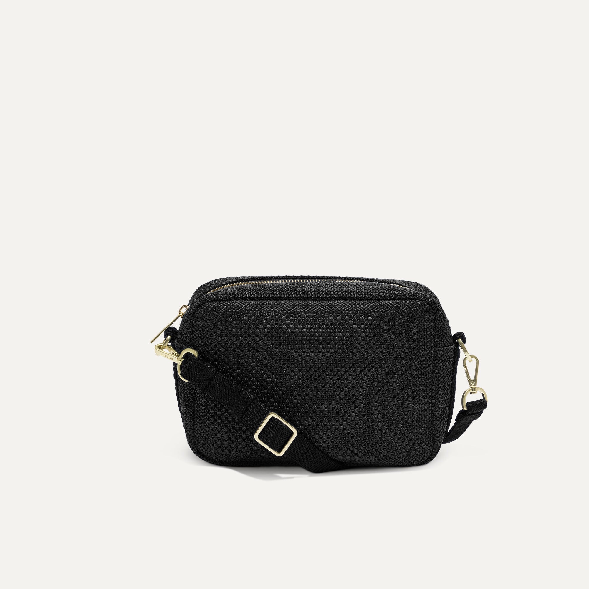 The Crossbody Camera Bag   Black Licorice Open Knit