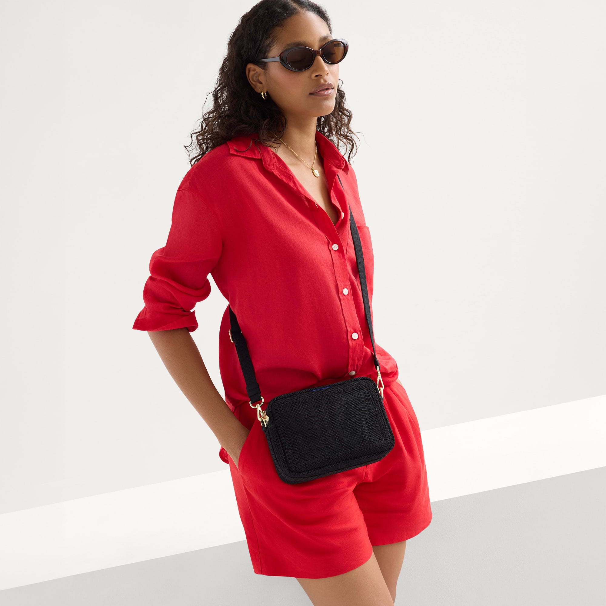 The Crossbody Camera Bag   Black Licorice Open Knit - Image 3