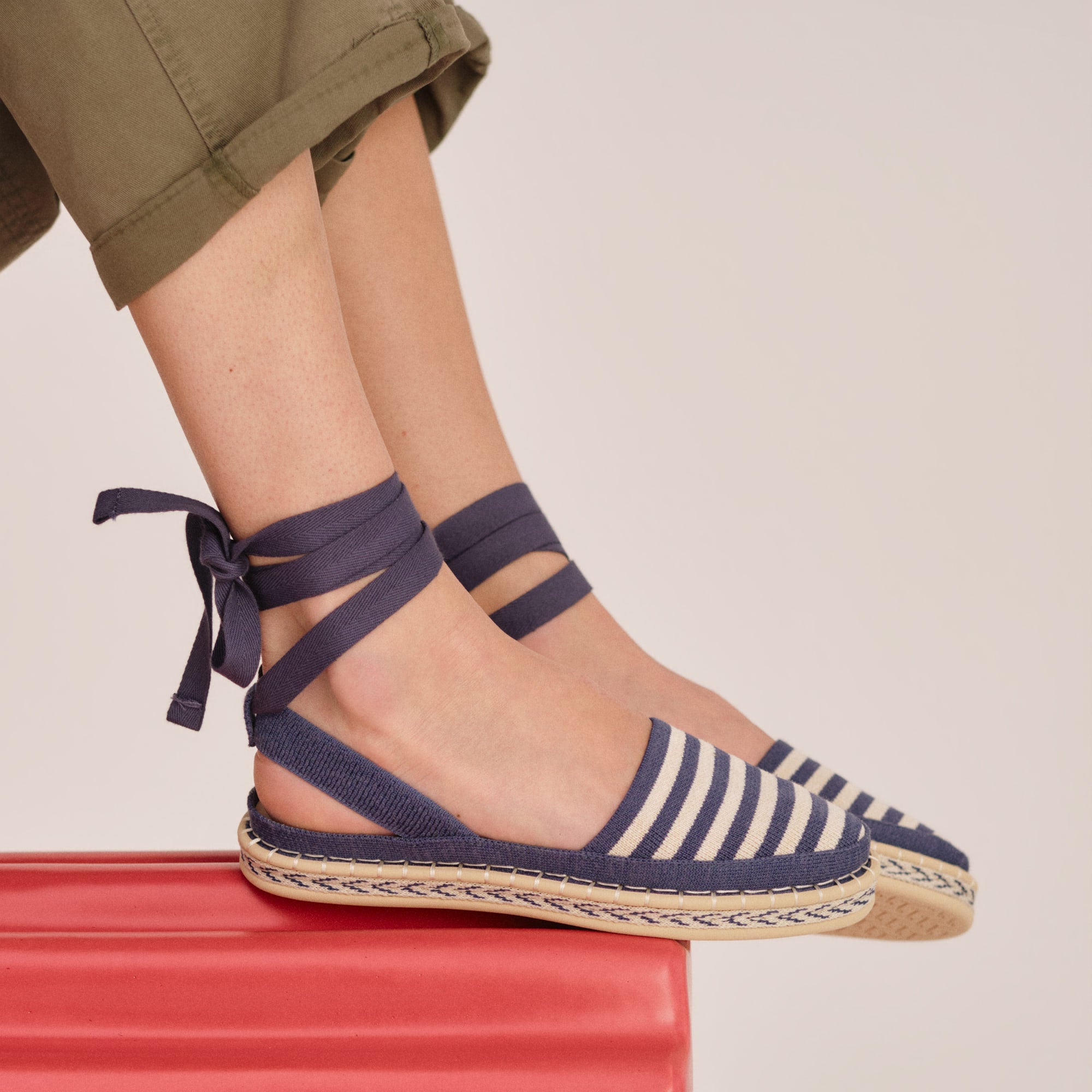 Alternative view of The D'Orsay Espadrille   Deep Sea Stripe