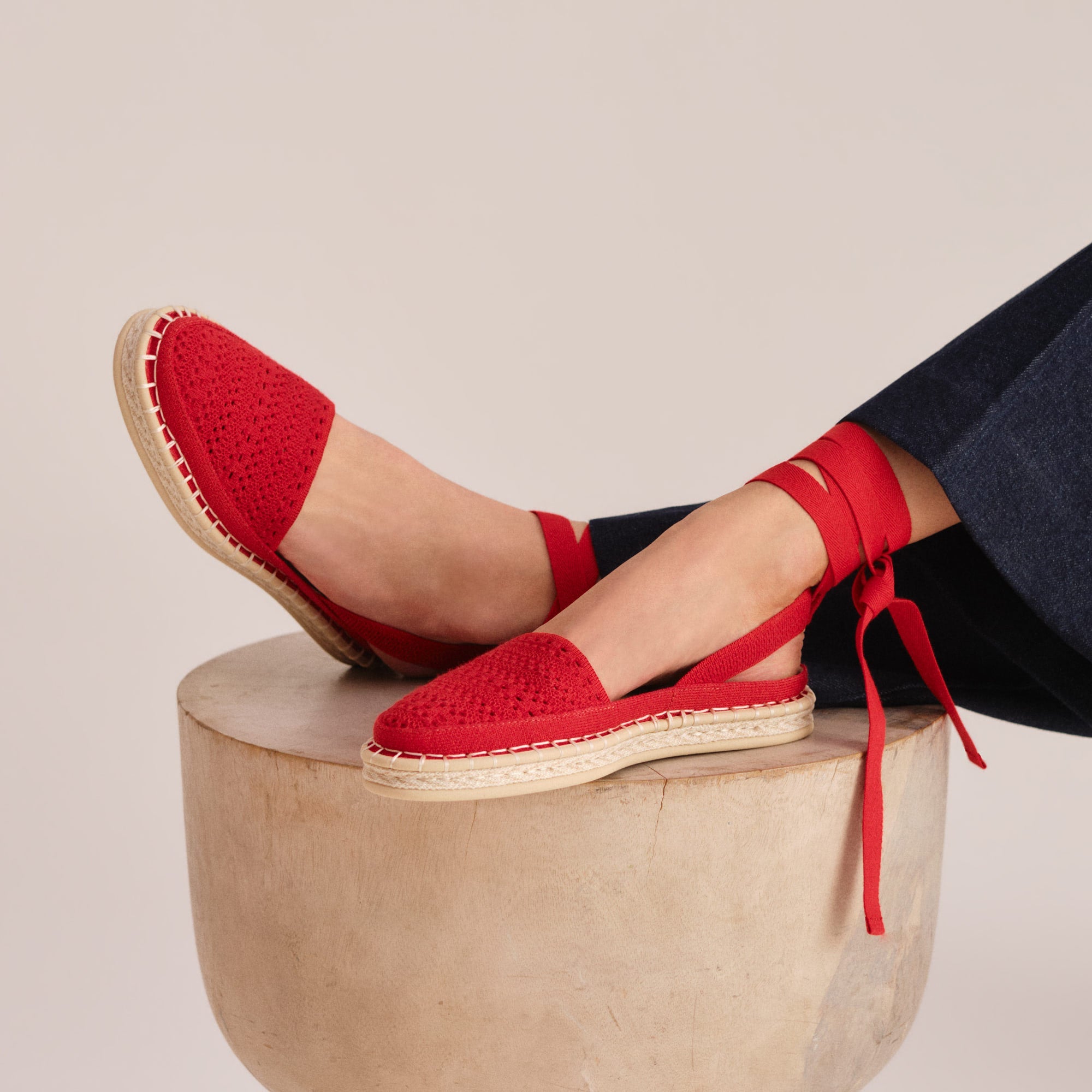 Alternative view of The D'Orsay Espadrille   Bright Red Crochet